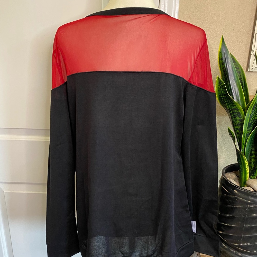 NWOT Star Trek Sheer Yoke Red Long Sleeve Sweater - Picture 10 of 13
